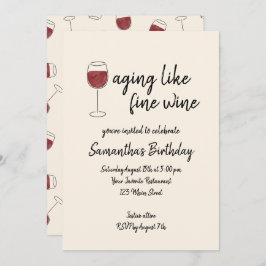 Älteres Rotes Weinglas zum Geburtstag Einladung