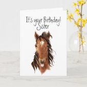 Älteres Schwester-Geburtstags-Pferd, das heraus Karte (Gelbe Blume)