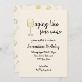 Älteres wie feines Weißweinglas Geburtstag Einladung