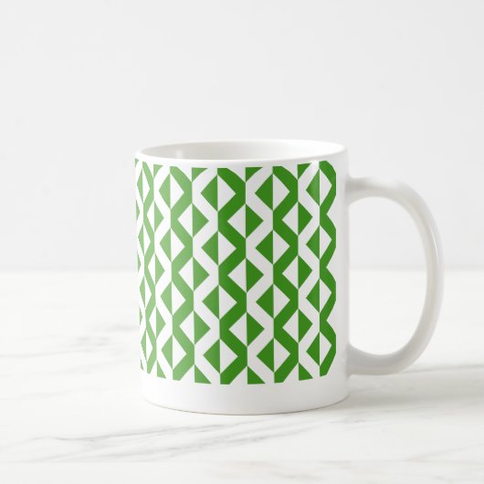Alternate ZigZags - Avocado Grün und Weiß Kaffeetasse (Rechts)