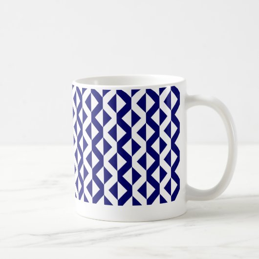 Alternate ZigZags - Deep Navy Blue und White Kaffeetasse (Rechts)