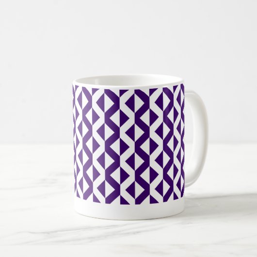 Alternate ZigZags - Deep Violet and White Kaffeetasse (VorderseiteRechts)