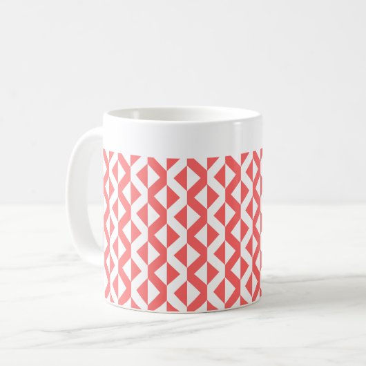 Alternate ZigZags - Tropisches Rosa und Weiß Kaffeetasse (Vorderseite Links)