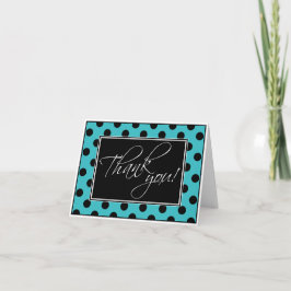 Alternative Aquamarine und schwarze Polka Dot Dank Dankeskarte