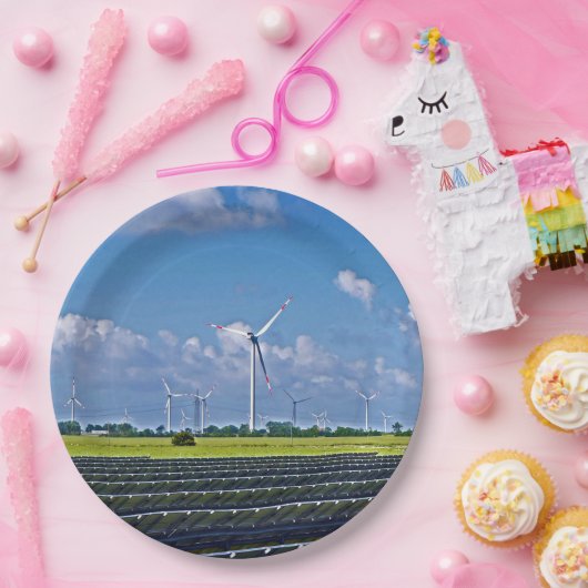 Alternative Energie - Solar- und Windenergie Pappteller (Party)