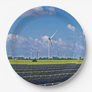 Alternative Energie - Solar- und Windenergie Pappteller