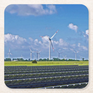 Alternative Energie - Solar- und Windenergie Rechteckiger Pappuntersetzer