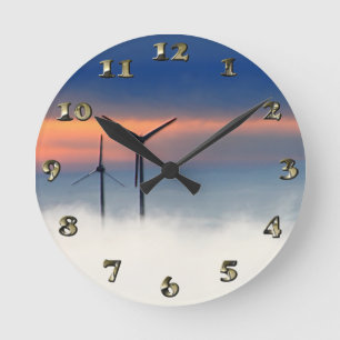 Alternative Energie - Windenergie in den Wolken -  Runde Wanduhr