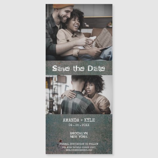 Alternative Engaged Hipster Couple Grunge Texture Magnetkarte (Vorderseite)