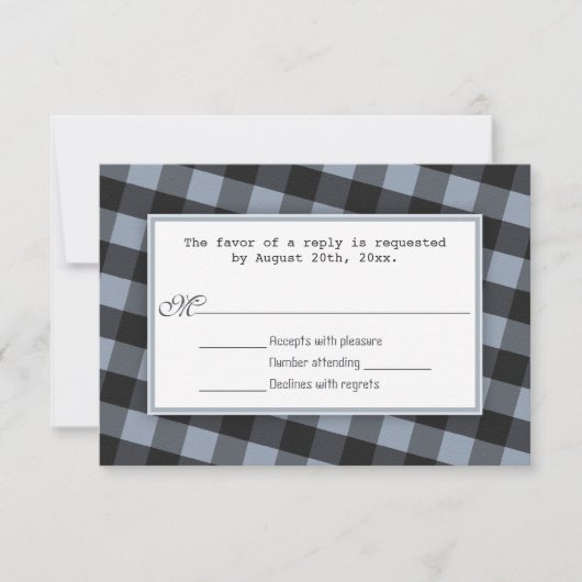 Alternative Gingham Bicycle Wedding Reply Cards RSVP Karte (Vorderseite)