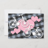 Alternative Gingham Bicycle Wedding Reply Cards RSVP Karte (Rückseite)