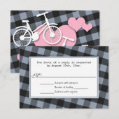 Alternative Gingham Bicycle Wedding Reply Cards RSVP Karte (Vorne/Hinten)