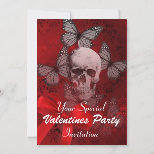 Alternative Gotische Schädelvalentine Party Einladung (Vorderseite)