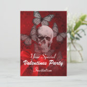 Alternative Gotische Schädelvalentine Party Einladung (Stehend Vorderseite)