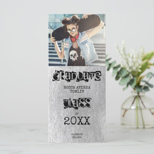 Alternative Grunge Grad Metallischer Silbereffekt (Stehend Vorderseite)