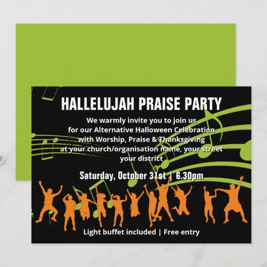 Alternative Halloween-PRAISE-Party Einladung (Vorne/Hinten)