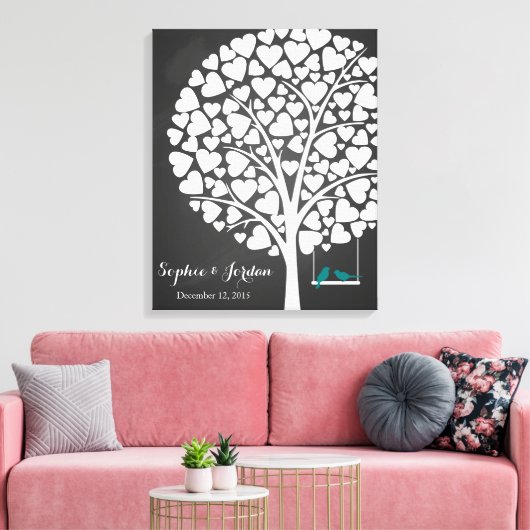 Alternative Hochzeitsgast-Herzbaum aquamarin Leinwanddruck (Insitu (Wohnzimmer))