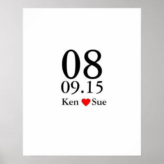 Alternative Hochzeitsgast-Signatur Big Date Poster (Vorne)