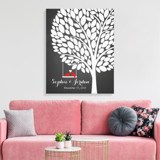 Alternative HochzeitsgastBuchherz rot Leinwanddruck (Insitu (Wohnzimmer))