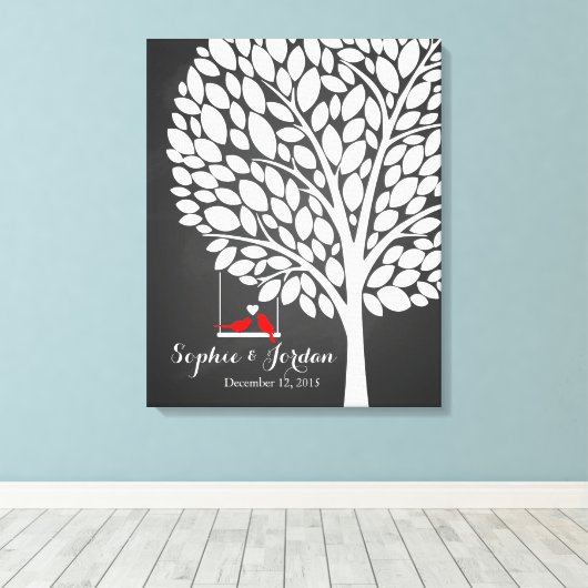 Alternative HochzeitsgastBuchherz rot Leinwanddruck (Insitu (Holzboden))