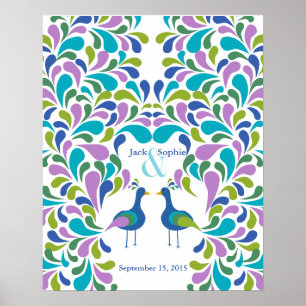 Alternative Hochzeitstorbuch Pfau farbenfroh Poster