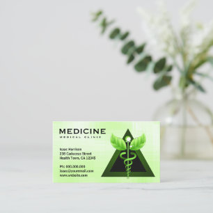 Alternative Medicine Light Green Caduceus Bizcards Visitenkarte