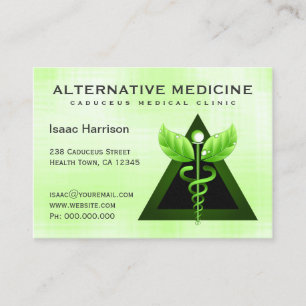 Alternative Medizin Light Green Caduceus Large Visitenkarte