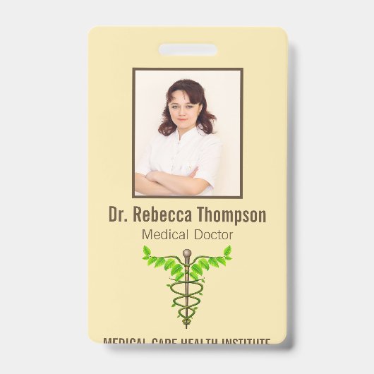 Alternative medizinische Caduceus Green Blätter Be Ausweis (Front)