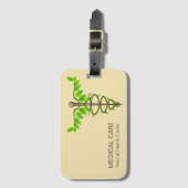 Alternative medizinische Caduceus grüne Blätter Be Gepäckanhänger (Vorderseite Vertikal)