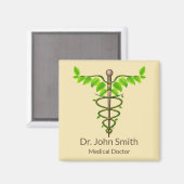 Alternative medizinische Caduceus grüne Blätter Be Magnet (Vorderseite/Rückseite)