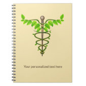 Alternative medizinische Caduceus grüne Blätter Be Notizblock (Vorderseite)