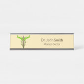Alternative medizinische Caduceus grüne Blätter Be Schreibtischnamensplakette (Vorderseite )