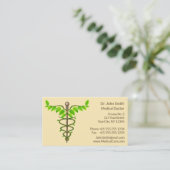 Alternative medizinische Caduceus grüne Blätter Be Terminkarte (Stehend Vorderseite)