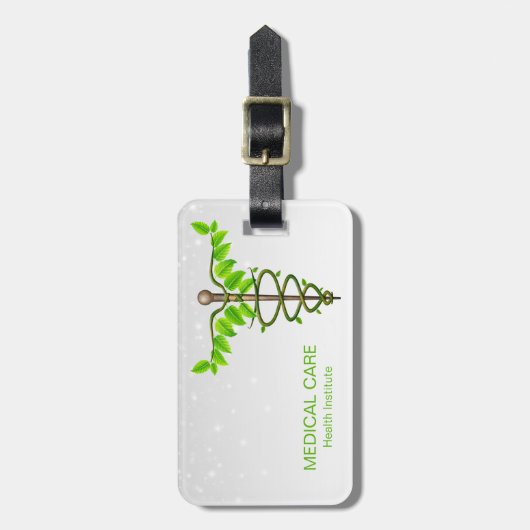 Alternative medizinische Caduceus grüne Blätter We Gepäckanhänger (Vorderseite vertikal)