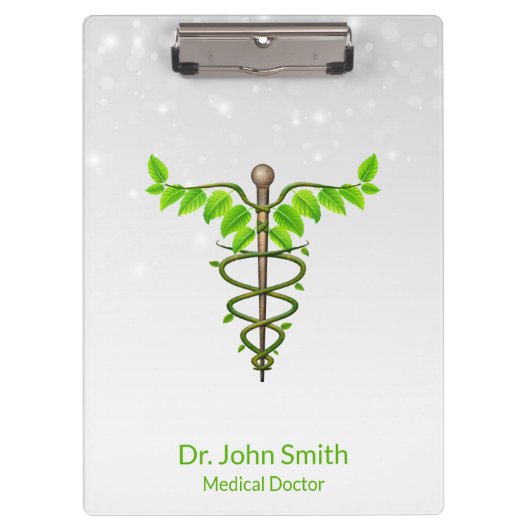 Alternative medizinische Caduceus grüne Blätter We Klemmbrett (Vorderseite)