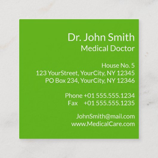 Alternative medizinische Caduceus grüne Blätter We Quadratische Visitenkarte (Rückseite)