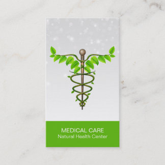 Alternative medizinische Caduceus grüne Blätter We Visitenkarte