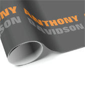 Alternative perfekte Größe Grau Orange fett Text Geschenkpapier (Rolleneckpunkt)