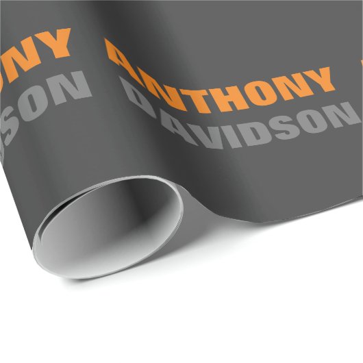 Alternative perfekte Größe Grau Orange fett Text Geschenkpapier (Rolleneckpunkt)