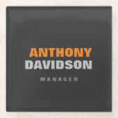 Alternative perfekte Größe Grau Orange fett Text Glasuntersetzer (Vorderseite)