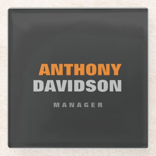 Alternative perfekte Größe Grau Orange fett Text Glasuntersetzer (Vorderseite)