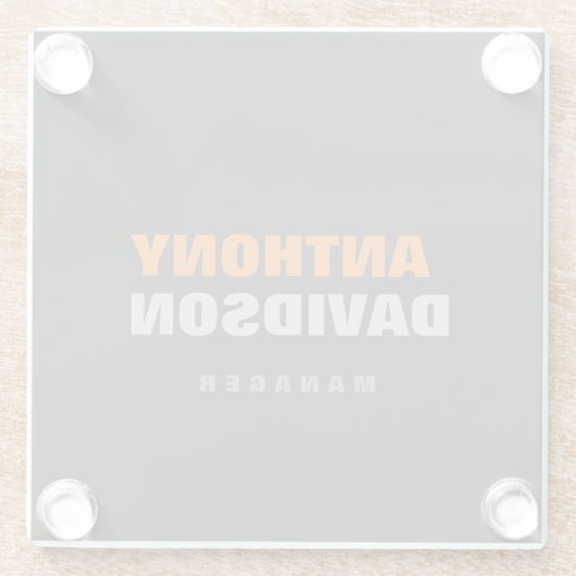 Alternative perfekte Größe Grau Orange fett Text Glasuntersetzer (Rückseite)