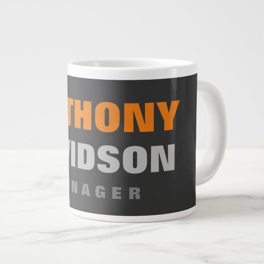 Alternative perfekte Größe Grau Orange fett Text Jumbo-Tasse (Vorderseite Rechts)