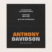 Alternative perfekte Größe Grau Orange fett Text Visitenkarten (Außenseite Aufgefaltet)