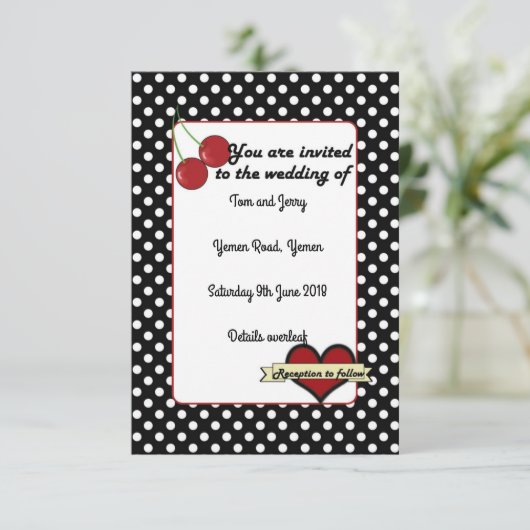 Alternative Rockabilly Wedding Invite Einladung (Stehend Vorderseite)