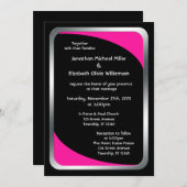 Alternative Schwarz mit heiß rosa Hochzeit Einladung (Vorne/Hinten)