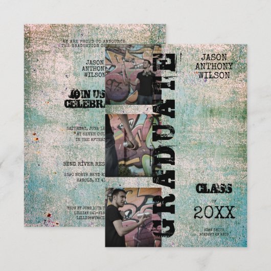 Alternative Three Photos Graduation Grunge Texture (Vorne/Hinten)