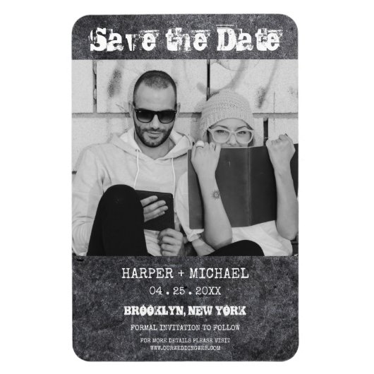 Alternative Verlobte Hipster Couple Dirty Metal Magnet (Vertikal)