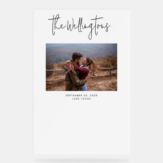 Alternative Wedding Guest Book Foto Script Acrylschild (Vorderseite)