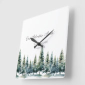 Alternative Wedding Guest Book Pine Trees Quadratische Wanduhr (Winkel)